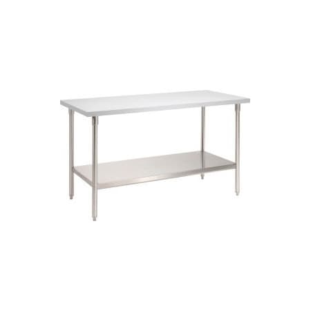 Global Equipment 60 x 30 Plastic Laminate Square Edge Workbench with SS Legs and Lower Shelf 253813